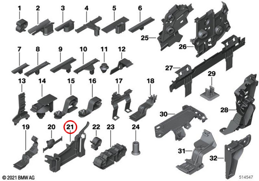 OEM -Kabelunterstützung 61139325427 für BMW G20, G21, G30, G31, G32, G11, G12, G01, G02, G05, G29. Original BMW.