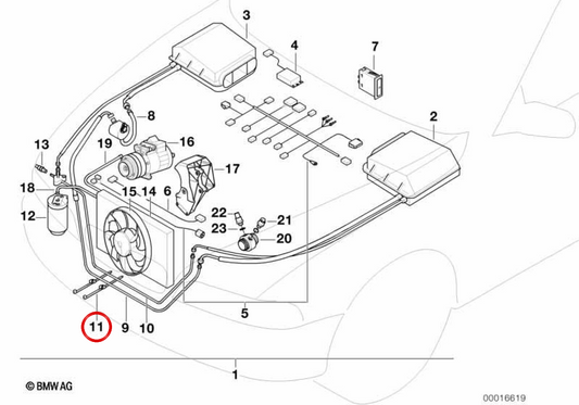 Cubjection Clable OM 61139408771 für BMW E39 520i und 523i. Kompatibel mit SSG -Klimaanlagen. Original BMW.