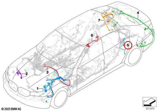 Câble de frein à main électrique 61139890987 pour BMW G11, G12. BMW d'origine.