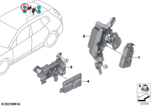 Distribuidor de energia traseiro B + OEM 61145A03EA2 para BMW iX (I20). BMW genuíno.