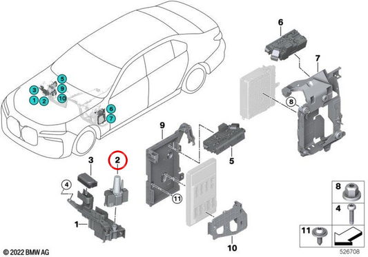 Support cover B+ OEM 61145A09A48 for BMW G60, G61, G68, G70. Original BMW.