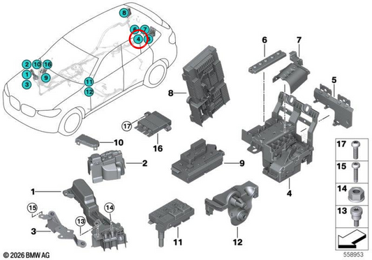 B+ Heckverteiler OEM 61146841704 für BMW G01, G02. Original BMW.