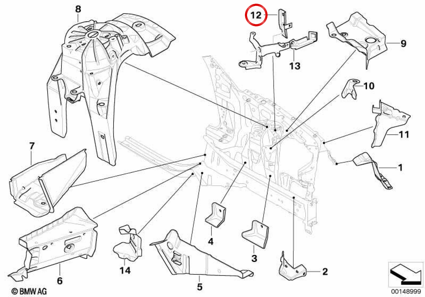 B+ OEM connection support 61146932006 for BMW E60, E61, E63, E64. Original BMW.
