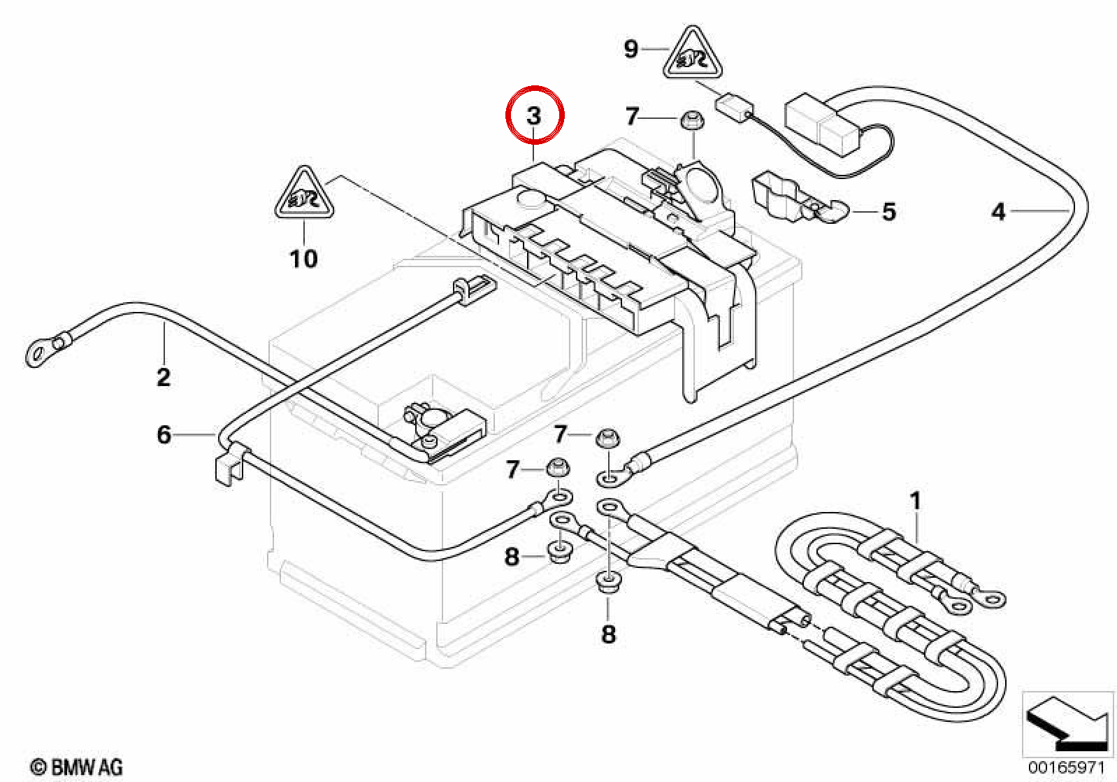 Distributore elettrico con fusibile per BMW E81, E82, E87, E88, E90N, E91N, E92N, E93N, E84, E72 (OEM 61146971370). BMW originale.
