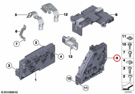 Distributore di corrente posteriore OEM 61149151322 per BMW F07, F01, F02, F04. BMW originale.