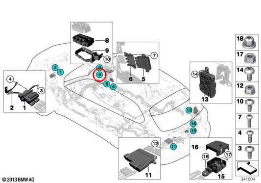 Soporte de sujeción OEM 61149265835 para BMW F15, F85, F16, F86. Original BMW.
