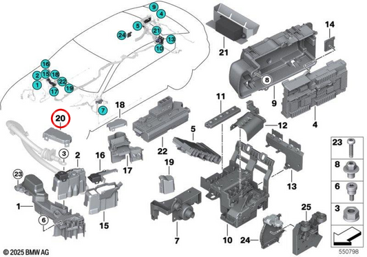 Tapa de batería OEM 61149340278 para BMW G30, G11, G12, G14, G15, G01, G08, F97, G02, F98. Original BMW.