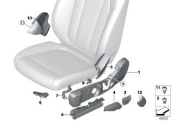 Embellecedor asiento izquierdo interior OEM 52109108107 para BMW G20, G80, G21, G26, G16, X3, X4... y más. Original BMW.