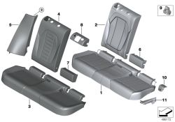 Tapizado respaldo centro cuero superior color OYSTER OEM 52207472962 para BMW X3 G01, X3 M F97, X4 G02, X4 M F98... y más. Original BMW.