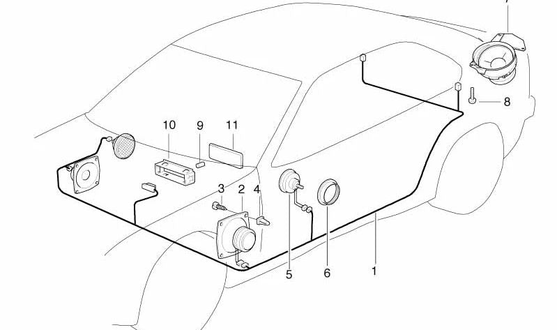 Right Rear Speaker OEM 65138360678 for BMW E36 (316i, 318i, 320i, 323i, 325i, 328i, m3, compact, coupe, Berlina, Touring, Cabrio). Original BMW.