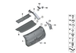 Panel protector bisagra derecha OEM 51499478616 para BMW X4 G02, X4 G02 LCI, X4 M F98, X4 M F98 LCI. Original BMW.