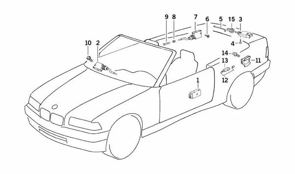 Motor para cerradura del maletero OEM 67118361363 para BMW E36. Original BMW.