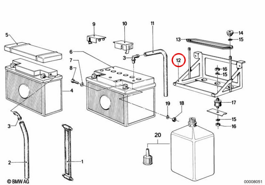 OEM -Batterieunterstützung 61211233076 für BMW R50. Original BMW.