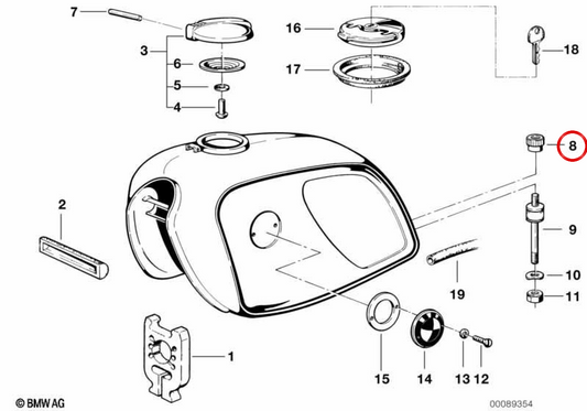Porca anular da direção assistida OEM 61211233457 para BMW E12, E21, E24, E30, E90… e mais. Original BMW