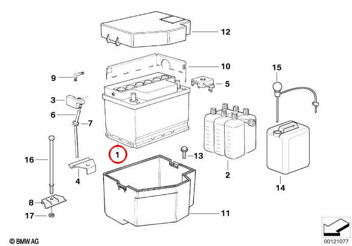 Batterie OEM 61212432651 pour BMW E30, E36, E12, E28, E34, E24, E23, E32, E31, Z1. BMW d'origine.