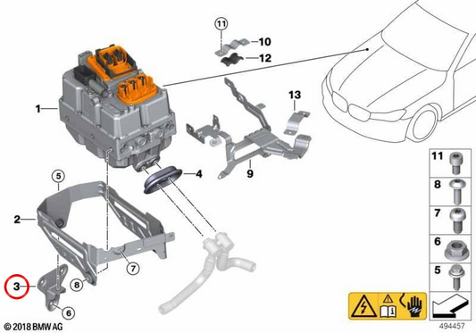 Suporte de bandeja de bateria OEM 61216827078 para BMW G30, G31, G32, G11, G12, G14, G15, G16, G05, G06, G07. BMW genuíno.