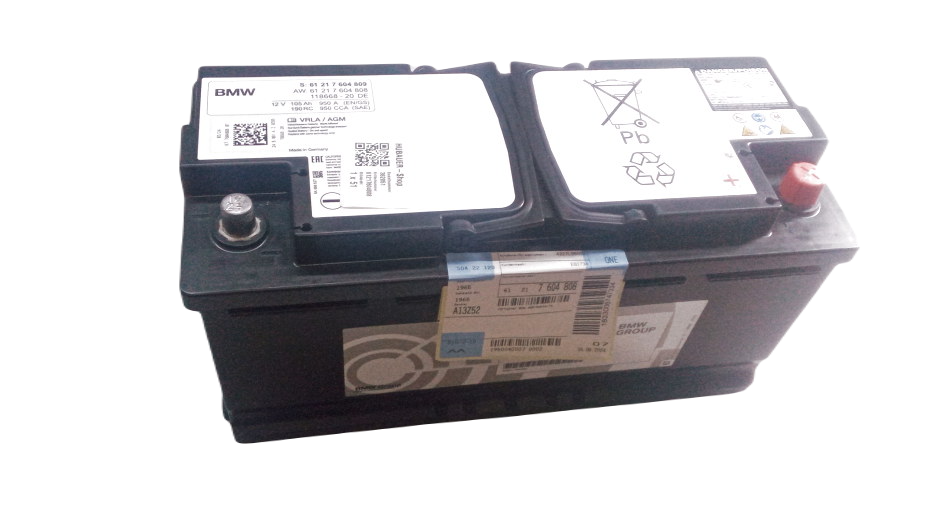 Batería AGM OEM 61217604808 para BMW G20, G30, F10, X5, X6... y más. Original BMW.