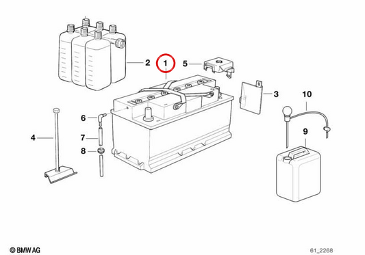 Bateria de 90 Ah para BMW E81, E82, E87, E88, E46, E90, E91, E92, E93, E39, E60, E61, E38, E83, E53, E89 (OEM 61217604822). BMW genuíno