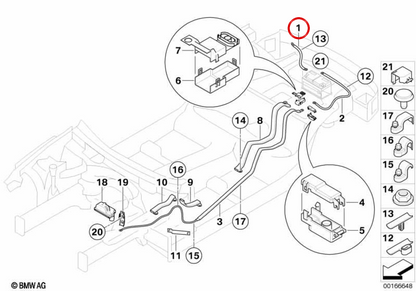 OEM negative battery cable 61217620566 for BMW E63, E64. Original BMW.