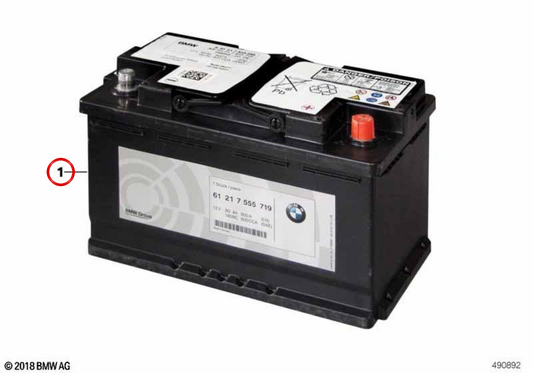 Batteria di avvio di ioni di litio per BMW 3 G80, G81, 4 G82, G83, 8 F91 Serie, F92, F93 (OEM 61217908325). BMW originale.