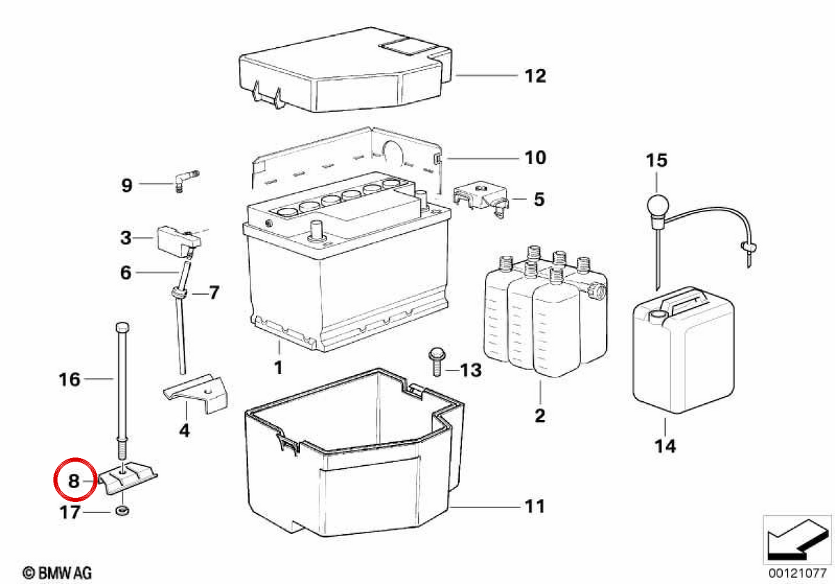 Supporto batteria OEM 61218353010 per BMW E36. BMW originale.