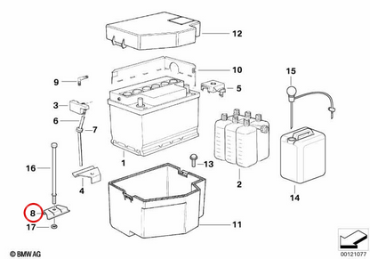 Supporto batteria OEM 61218353010 per BMW E36. BMW originale.