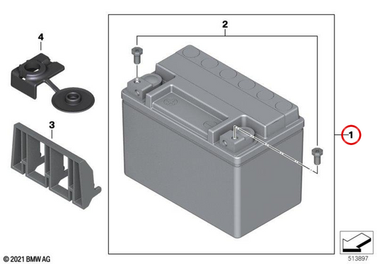 Lithium-Ionen-Akku 10AH OEM 61218504075 für BMW R1250GS, R1250GS Adventure, R1250R, R1250RS Motorräder. Original BMW Motorrad.