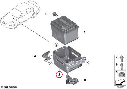 48 V Batterieunterstützung OEM 61218780794 für BMW G05, G18, F95, G06, F96, G07. Original BMW.
