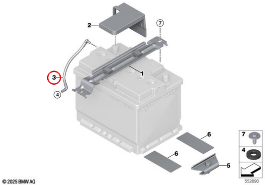 Batterie -Degreation -Röhrchen für BMW 2 G42 -Serie, G87 -Serie 3 G20, G21, G28 Serie 4 G22, G23, G26 Serie 5 G30, G31, G38, G90 Serie 6 G32 Serie 7 G11, G12 Serie 8 G14, G15, G16 X7 G07 (OEM 612193180). Original BMW