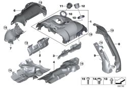 Protección contra el calor derecha OEM 11658689793 para BMW G30, G31, G11, G12, G14, G15, G16, X5, X6, X7... y más. Original BMW.