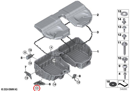 Parafuso sextavado com arruela OEM 61258486838 para BMW G20, G21, G01, G02, G45. BMW genuíno.