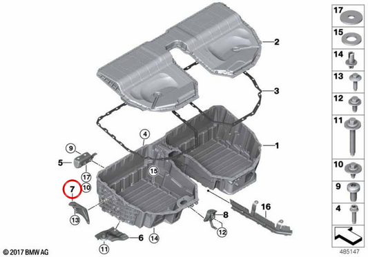 Support du côté supérieur gauche OEM 61258614772 pour BMW G20, G21, G30, G31, G11, G12. BMW d'origine.