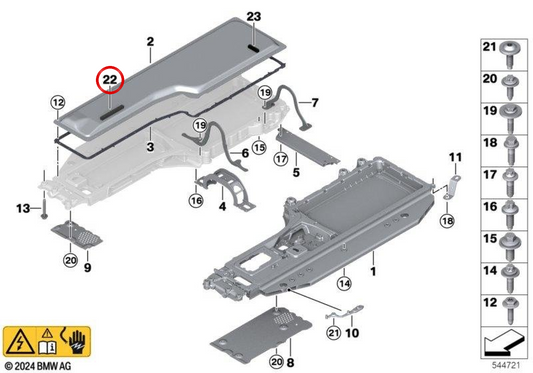 Almofada de espuma OEM 61278842518 para BMW G60, G61, G90, G70. BMW genuíno.
