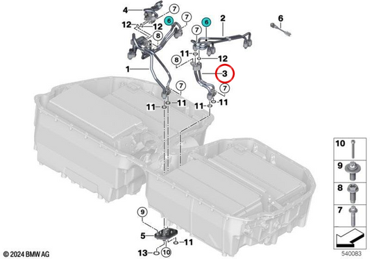 Pipe de radiateur OEM haute tension 61278847591 pour BMW 3 G20 / G21 LCI et X3 G45 Series. BMW d'origine.