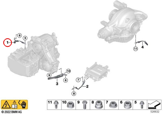 Câble de masse CCU OEM 61295A6AF37 pour BMW G05, G06, G09. BMW d'origine.