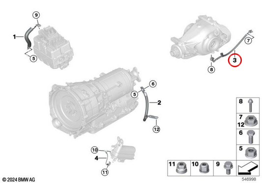 OEM 61298742026 Heckdifferentialband für BMW G20, G21. Original BMW.
