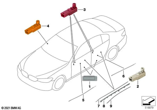 Rear left ambient door guide light for BMW G38, G38N (OEM 63319329993). Original BMW