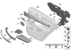 Moldura manilla izquierda OEM 51415A36397 para BMW X3 G01, X3 G01 LCI, X4 G02, X4 G02 LCI, color Mokka. Original BMW.