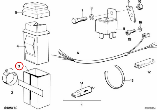 Carcaça do interruptor de ignição OEM 61311243339 para BMW E23, E24, E28, E30. BMW genuíno.