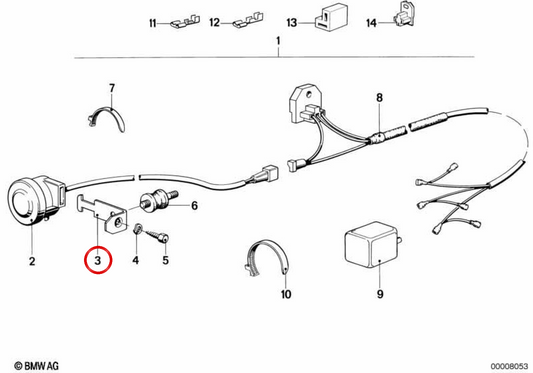OEM -Bremslichtschalter 61311243516 für BMW R50, R60, R75, R90, R100. Original BMW.