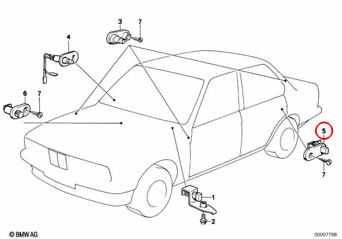 Interruttore della luce OEM 61311362792 per BMW E21, E36, E12, E28, E23. BMW originale.