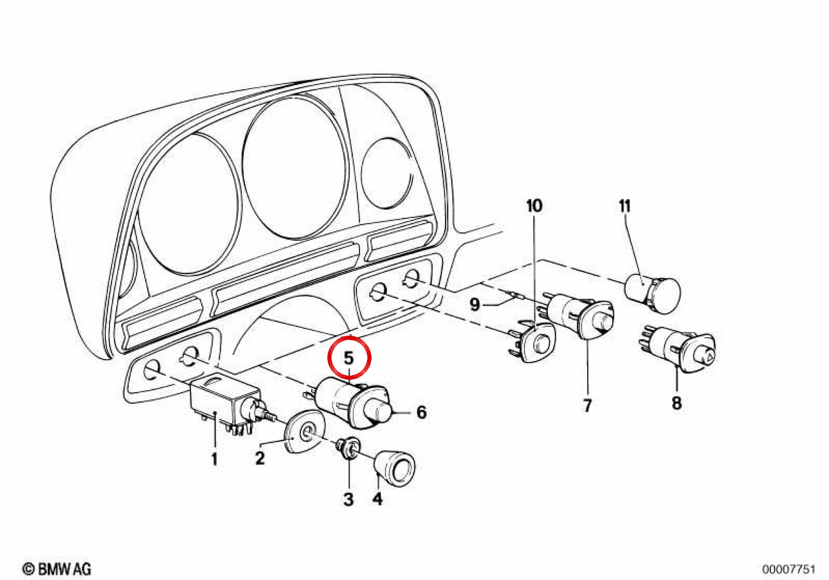 OM 61311363497 Interruttore della luce posteriore per BMW E12. BMW originale.