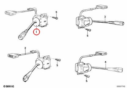 Commande lumineuse et intermittente OEM 61311363647 pour BMW E12, E24. BMW d'origine.