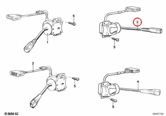 Interruptor de limpiaparabrisas OEM 61311364822 para BMW E21. Original BMW.
