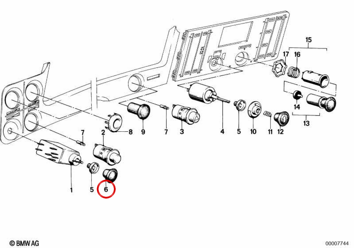 OEM CURVAL BUTTON 61311369277 FOR BMW E21, E30, E12, E24. Original BMW.