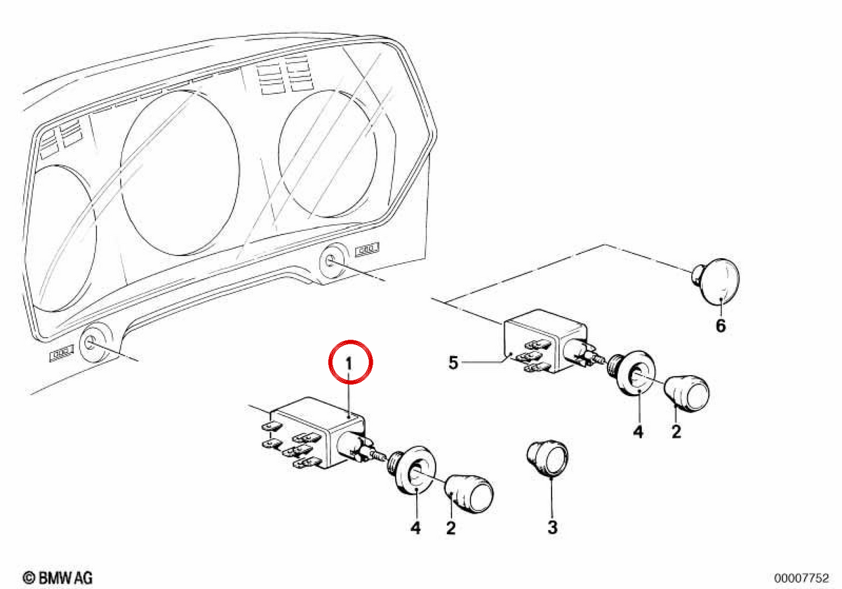 Interruttore della luce OEM 61311377281 per BMW E30, E24. BMW originale.