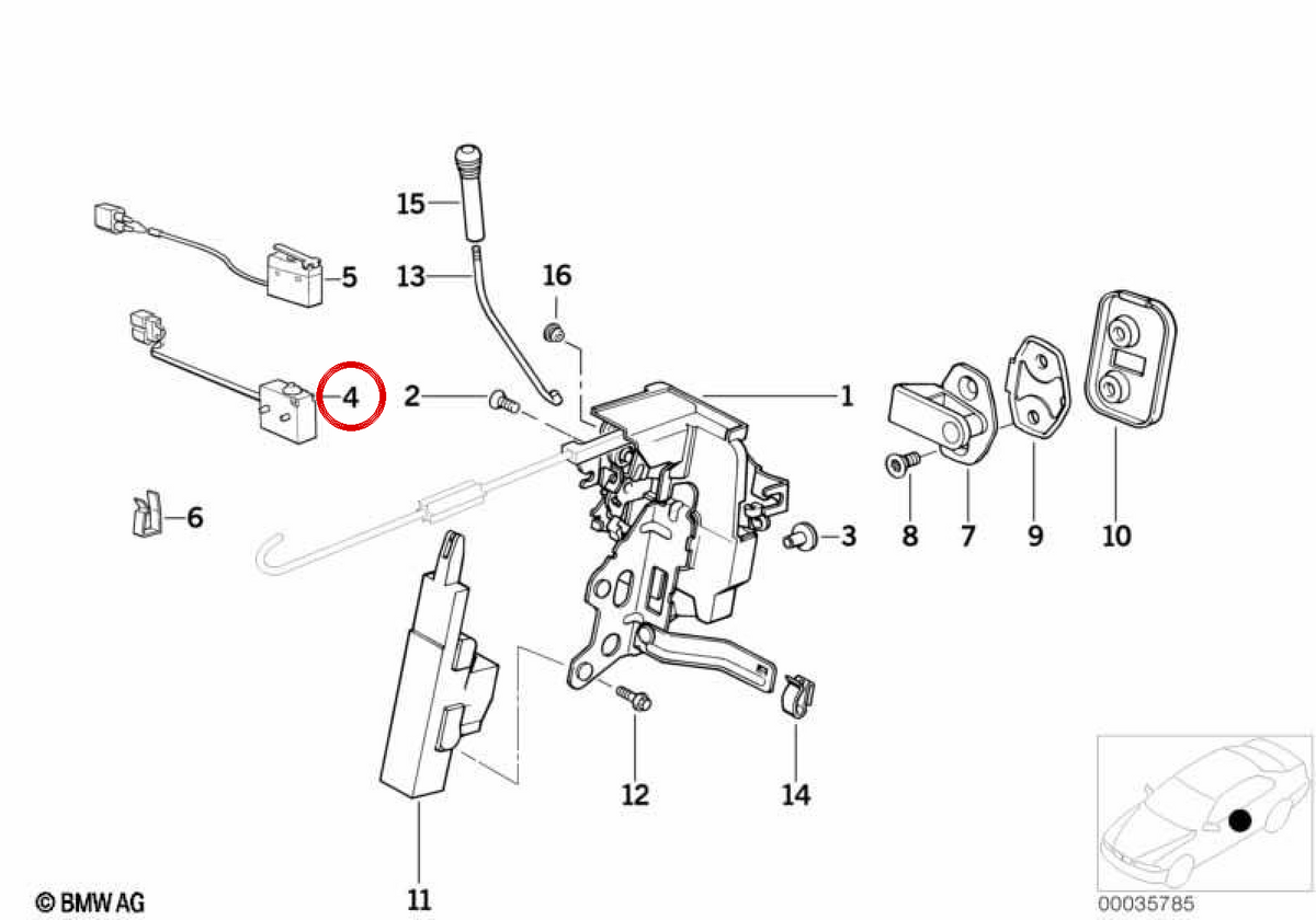 Microinterruptor elevalunas OEM 61311392192 para BMW E31. Original BMW.