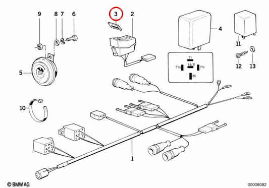 Símbolo de sequência de tons OEM 61311459362 para motocicletas BMW F 650 GS, R 850 R, K 1200 RS... e muito mais. Originais BMW Motorrad.