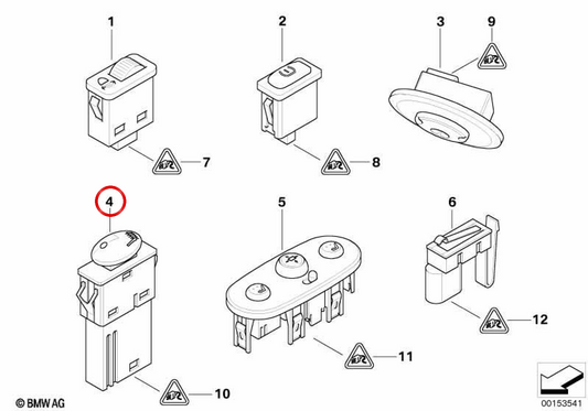 Interruptor calefacción de asiento delantero OEM 61311480866 para MINI R50, R52, R53. Original MINI.