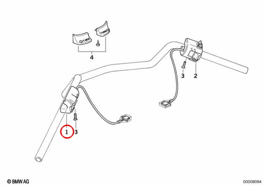 Interruttore combinato sinistro OEM 61312306177 per moto BMW R1100GS, R1100R, R1100RS, R1100RT, R850GS, R850R, R850RT. BMW Motorrad originale.